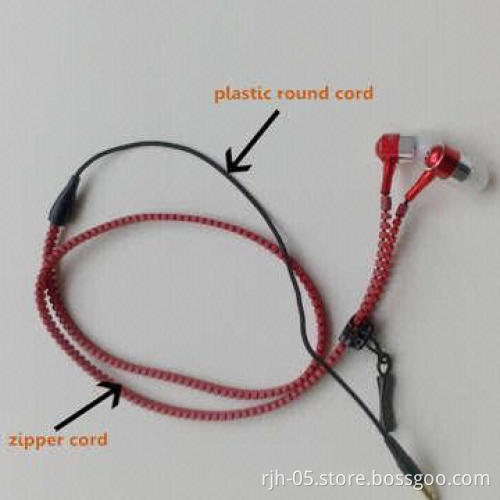 2014 New Fashionable Zipper Earphones with Mic, 20-20,000Hz Frequency Response